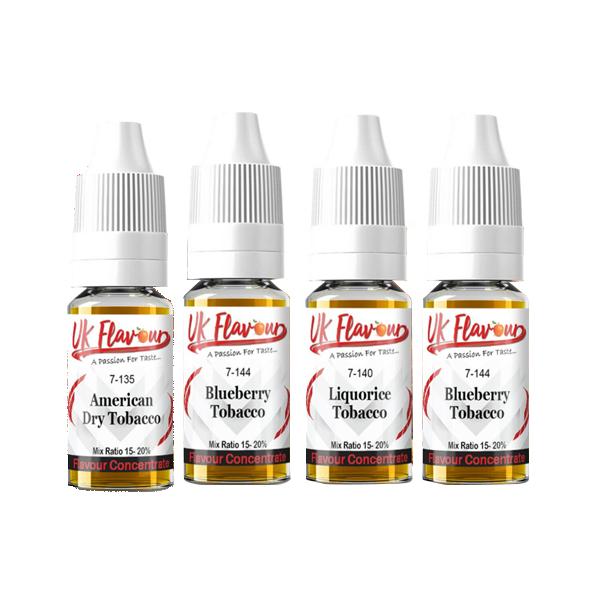 10 x 10ml uk flavour tobacco range concentrate 0mg (mix ratio 15-20%)